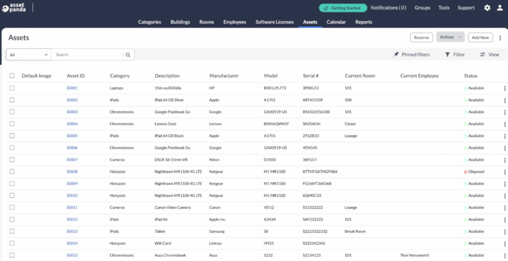 Asset panda Competitor inventory management solution 